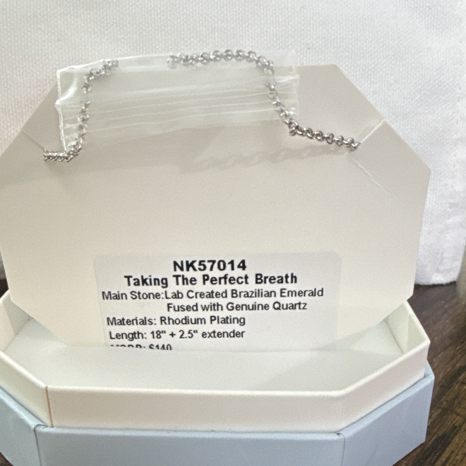 Bomb Party (NK57014) – Lab-Created Emerald Quartz Rhodium Plated 18″+2.5″