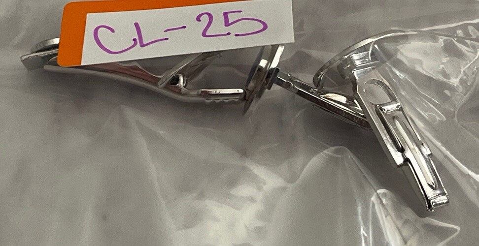 Vintage Silver Tone Blue Cufflinks & Tie Bar Set CL-25