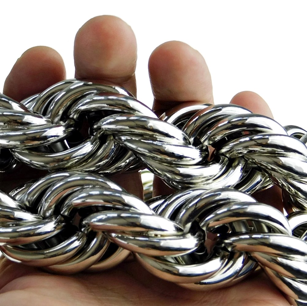 Mens Huge Chain Rope Dookie 30MM x 36″ Inch Silver Tone Hollow Hip Hop Necklace