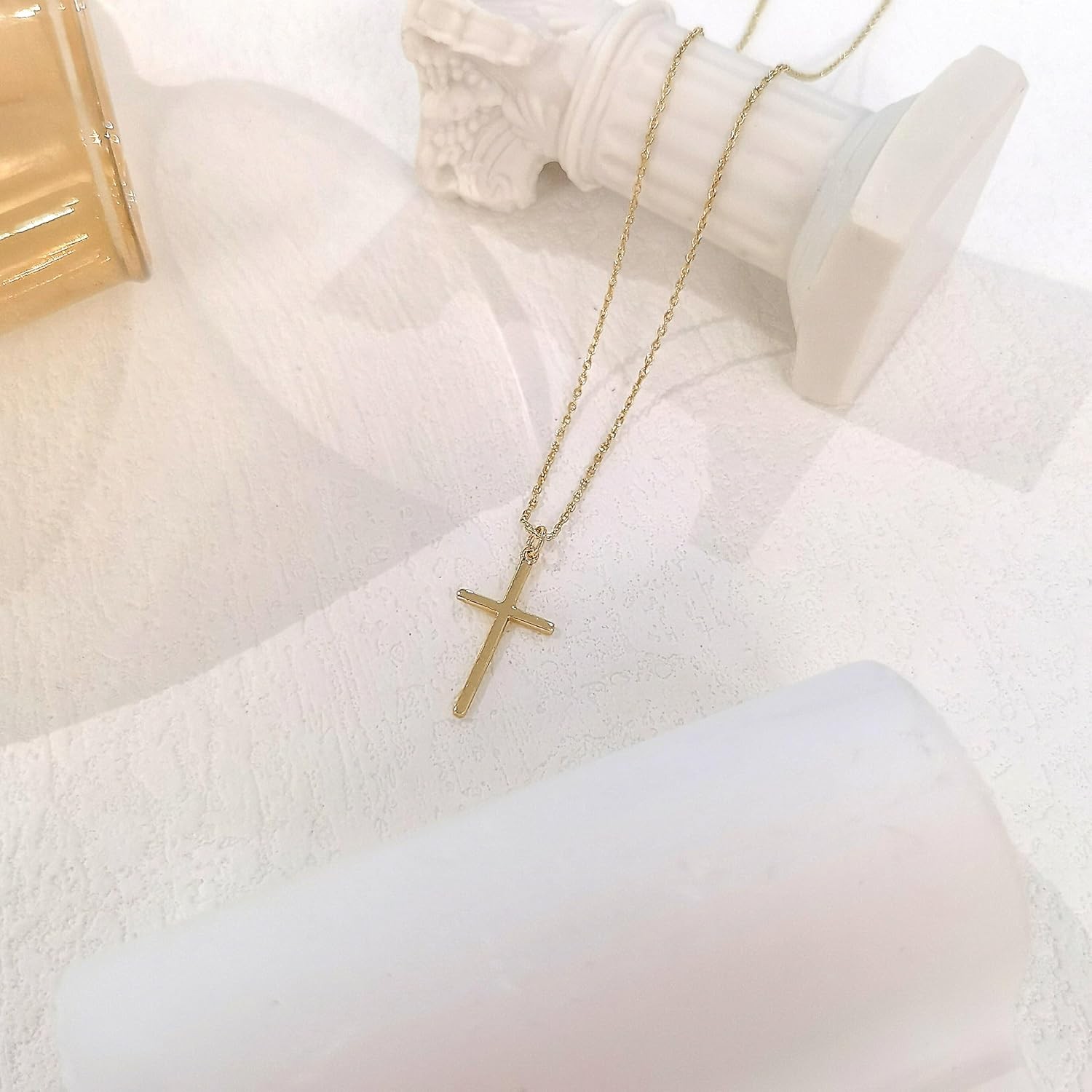 HERIER Cross Necklace for Women – 18K Gold Plated Cross Pendant Necklace Dainty