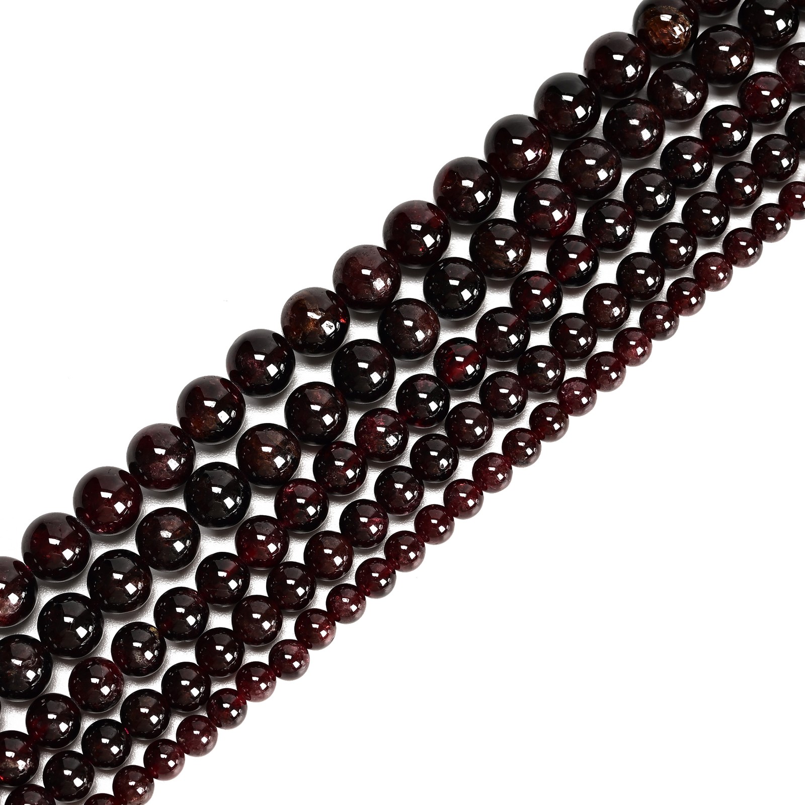 03- Natural Red Garnet Smooth Round Beads 6.5-7mm 8.5-9mm 9.5-10mm 15.5″ Strand