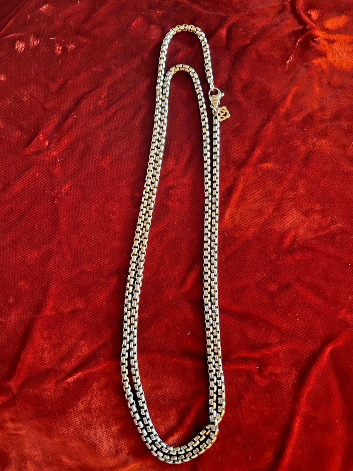 David Yurman 35″ 2.7mm 925 Sterling Box Chain With 585 14K Logo Charm – 53 Grams