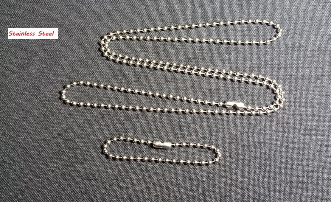 Military Army Navy Marine AF Dog Tag 2.4mm Ball Bead Chain or Chain Set FreeShip