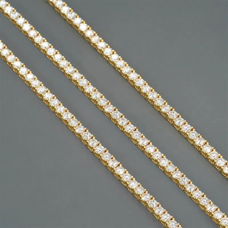 2-6.5mm 16-24″ VVS1 D Moissanite Tennis Chain Necklace 925 Silver Passes Tester!
