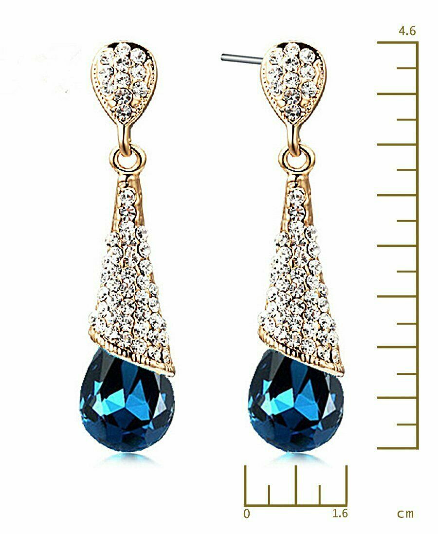 Fashion Women Water Drop Chandelier Rhinestone Full Zircon Earrings Ear Stud