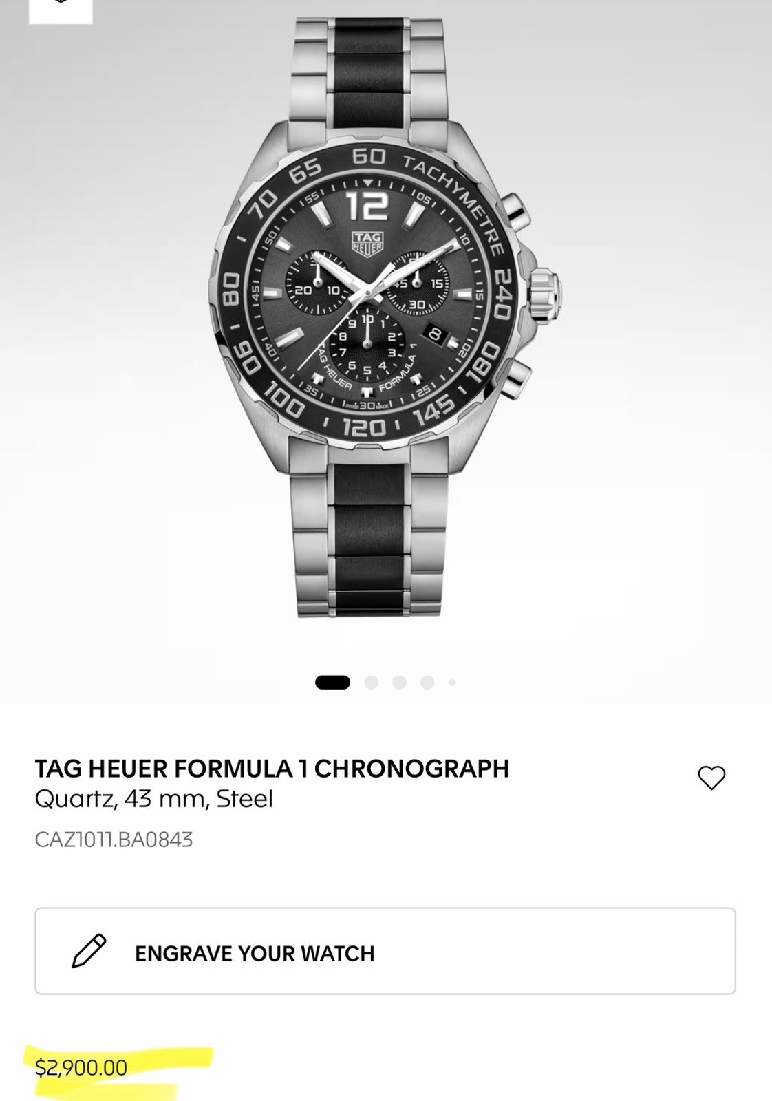 TAG HEUER FORMULA 1 CHRONOGRAPH Quartz, 43 mm, Steel CAZ1011.BA0843