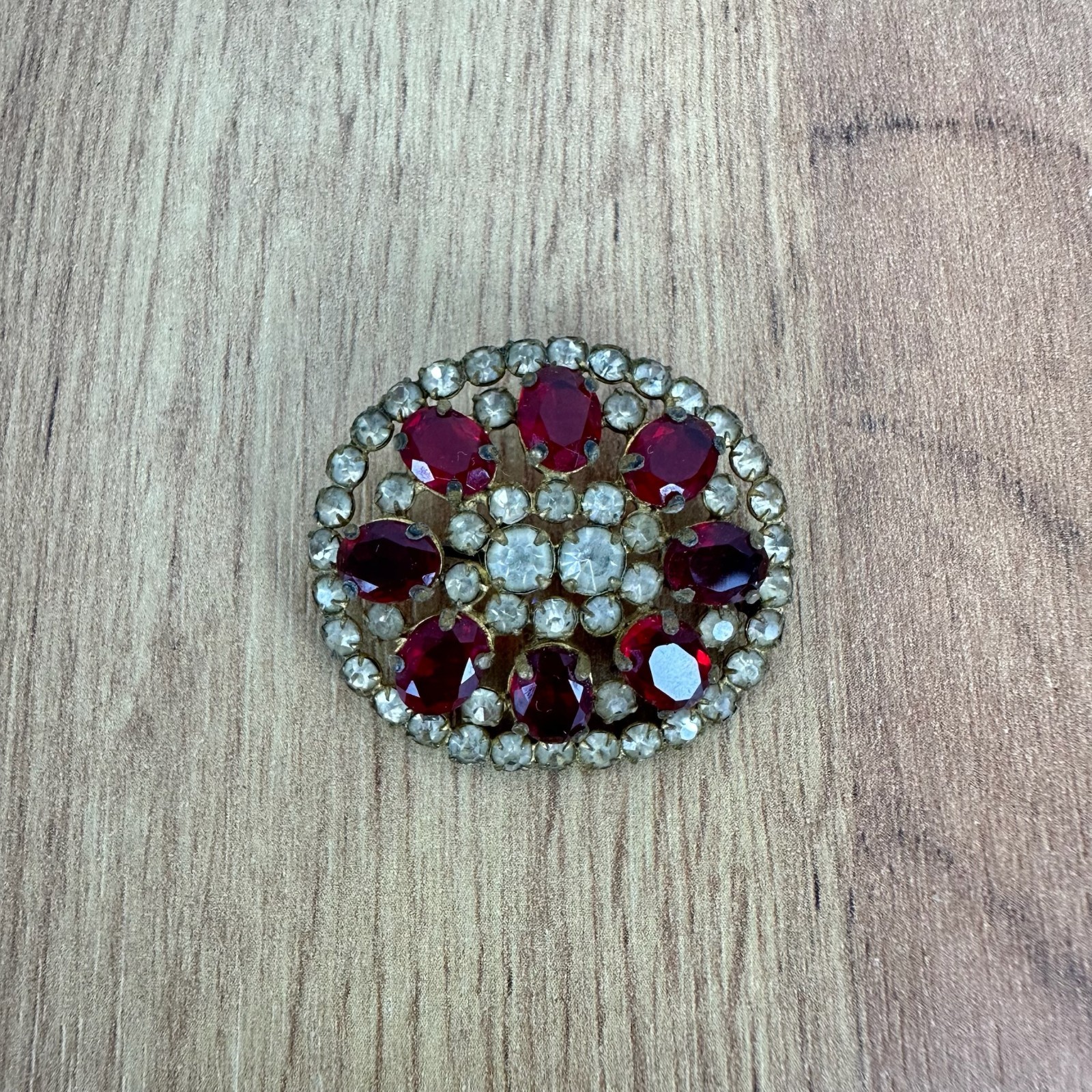 Czech Republic Vintage brooch – USSR jewelry – soviet Red stone