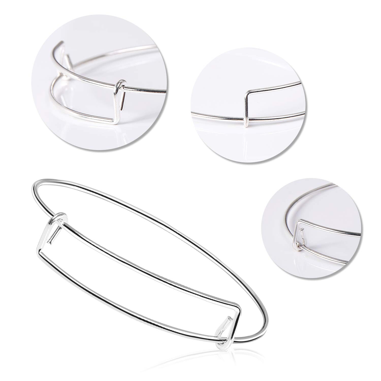 60 Pcs Adjustable Wire Bangle Bracelets for Jewelry Making DIY Gift Bracelets