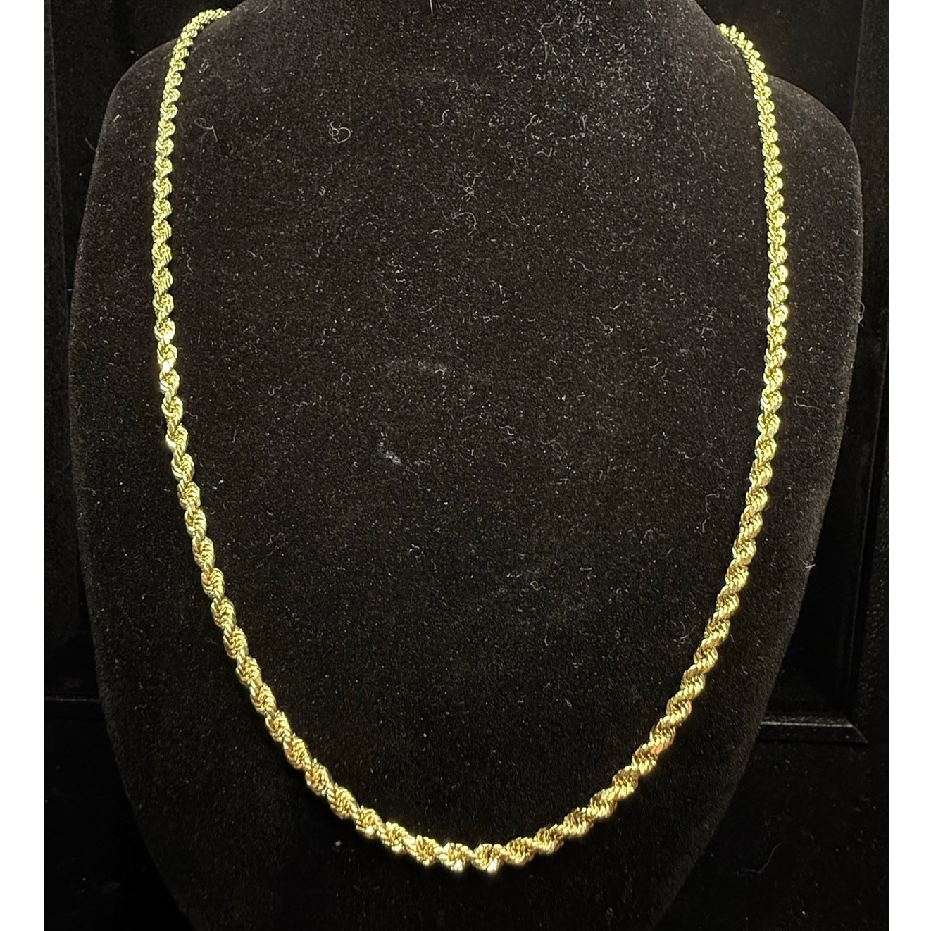 Solid 10k Yellow Italian Gold Diamond Cut Rope Necklace Chain 22″ Long 3mm Wide