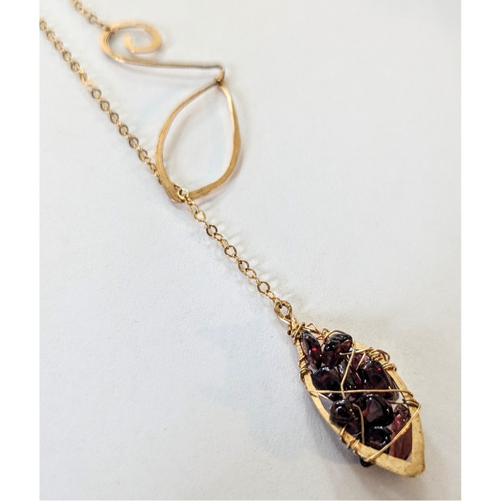 Artisan 14k Yellow Gold Filled Purple Garnet Lariot Y Slide Pendant Necklace