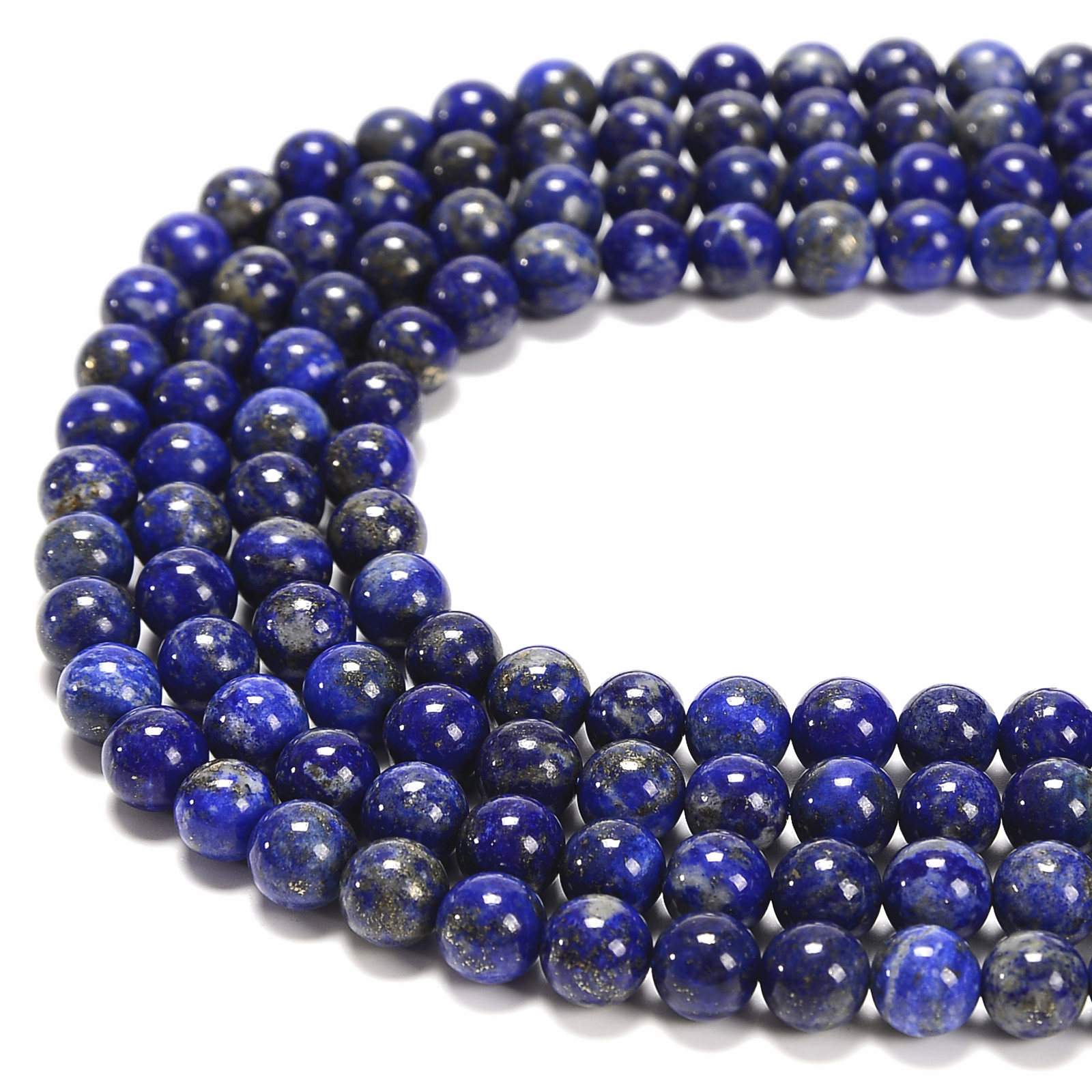 Natural Lapis Lazuli Smooth Round Beads 3.5-4mm 6mm 8mm 10mm 15.5” Strand