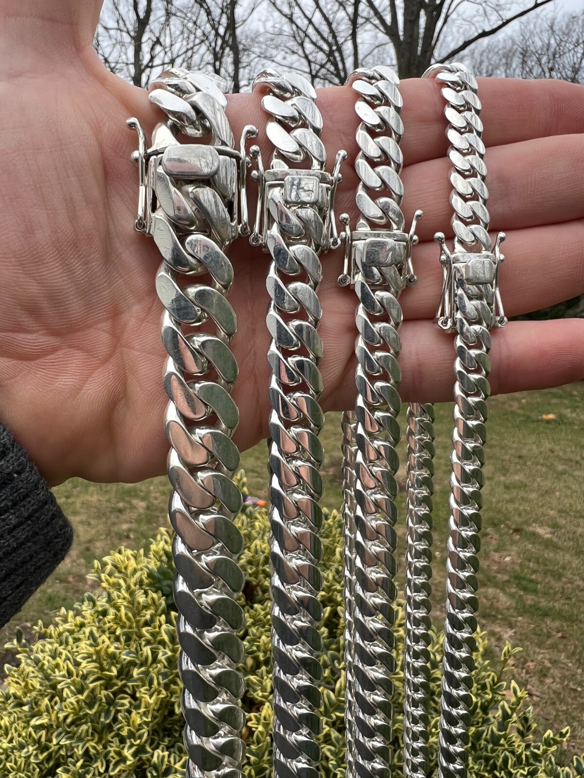 Real Handmade Tight Link Miami Cuban Chain Bracelet Or Necklace In 999 Silver