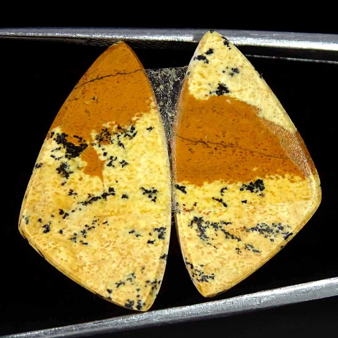 17.20Cts Natural Picture Jasper Cabochon Loose Gemstone Pair 13x24x3mm Fancy