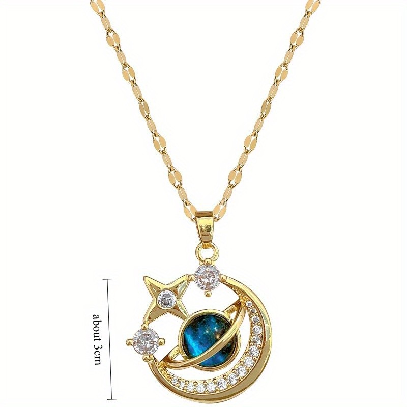 Women’s Fashion Starry Sky Necklace Rhinestone Pendant Clavicle Chain Zinc Alloy