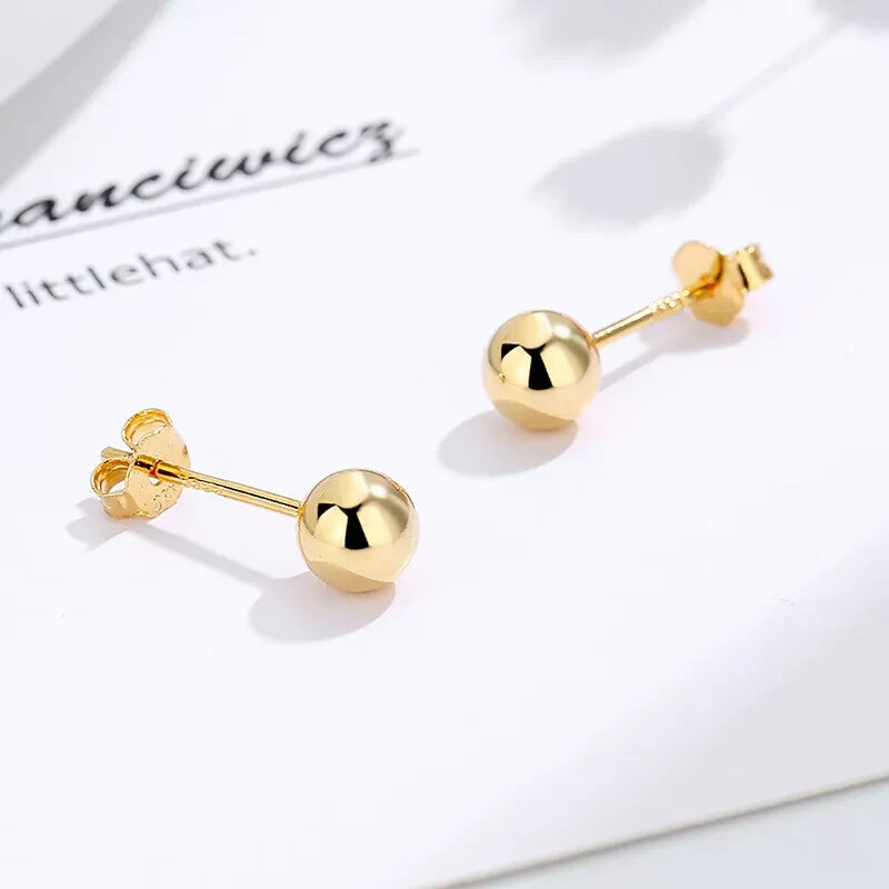 9ct Gold 2mm 3mm 4mm 5mm 6mm 7mm 8mm Ball Stud Earrings – PAIR