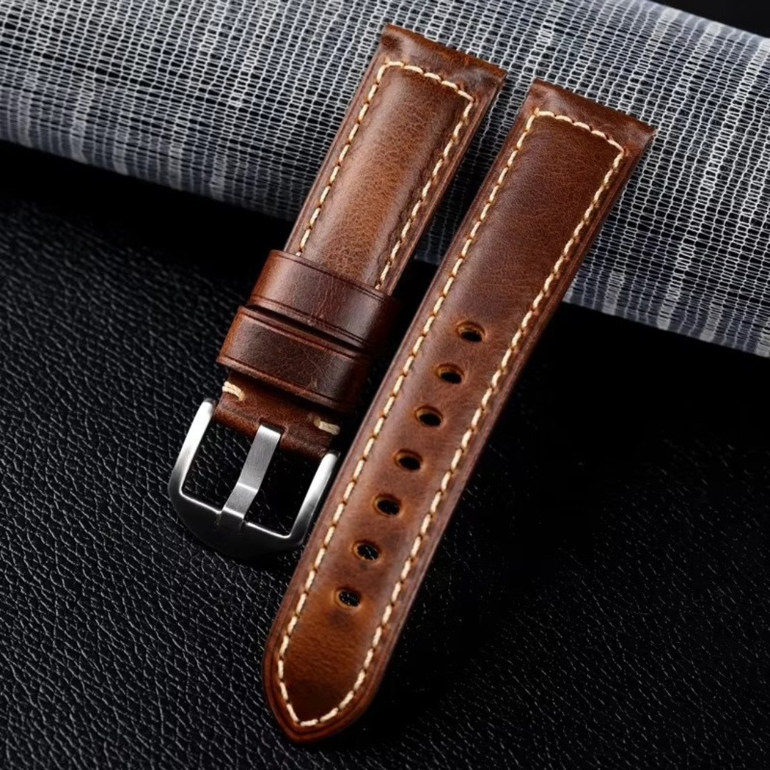 High-grade Italian Vintage Oil-waxed Genuine Leather Watch Band 20/22/24/26mm