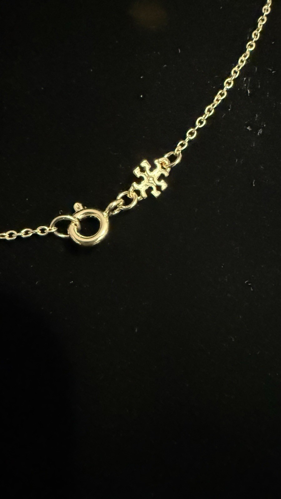 Tory Burch Gold Tone Flower Charm Pendant Necklace, Cable Chain, Spring Ring