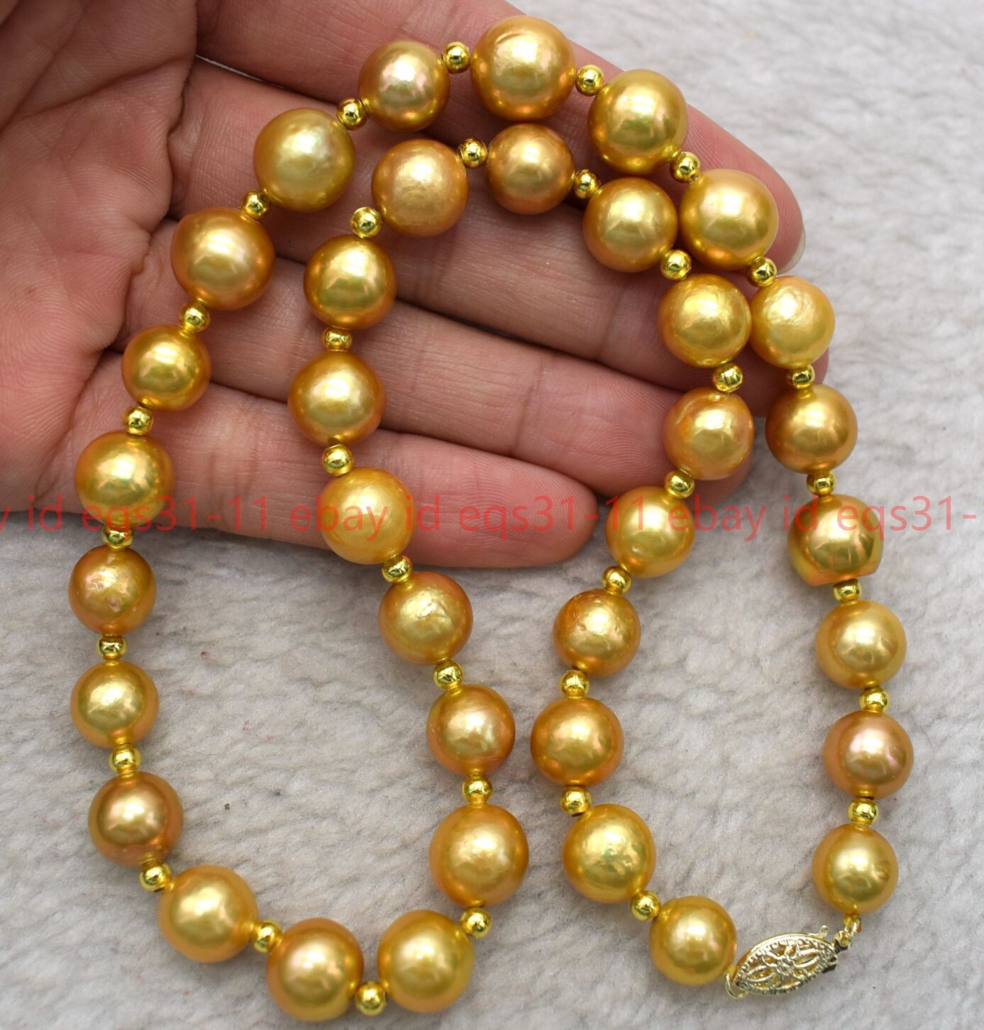 12-13MM NATURAL SOUTH SEA GOLDEN PEARL NECKLACE 14-36 INCHES