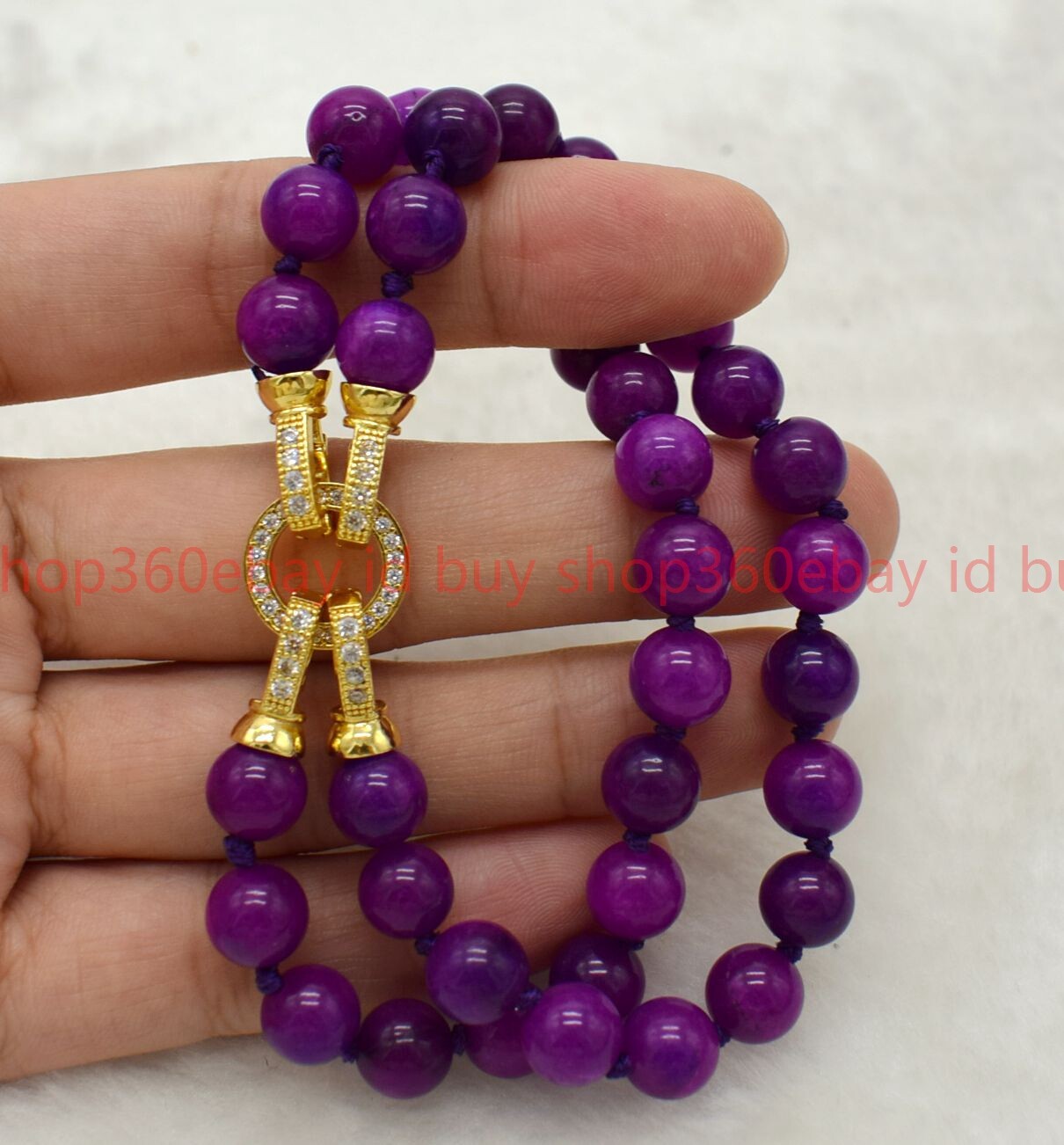 2 Row Beautiful Natural 8mm Purple Sugilite Round Gemstone Beaded Bracelet 7-9in