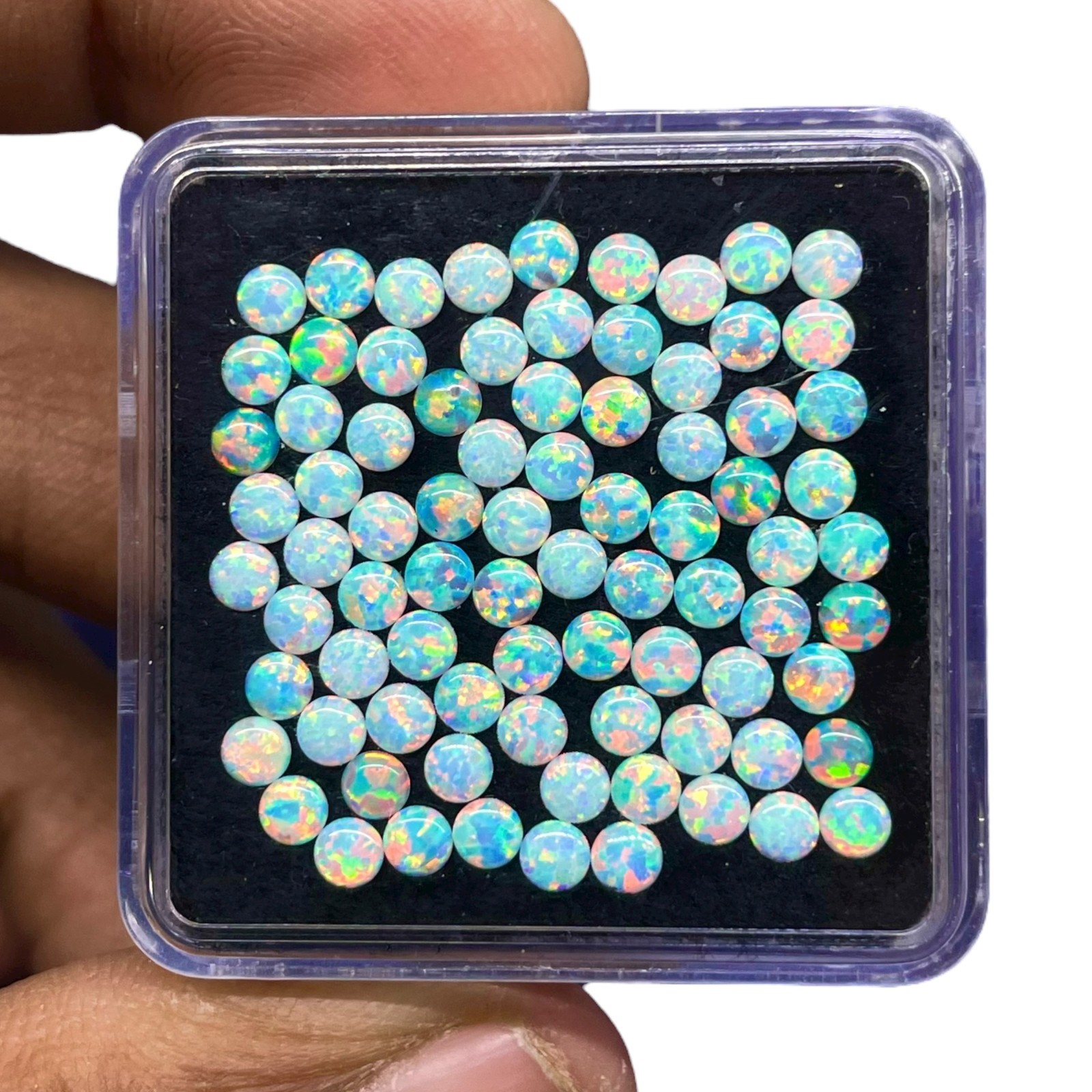 25 Pcs Australian Opal 3mm Round Cabochon AAA Quality Lab Created Gemstones Lot