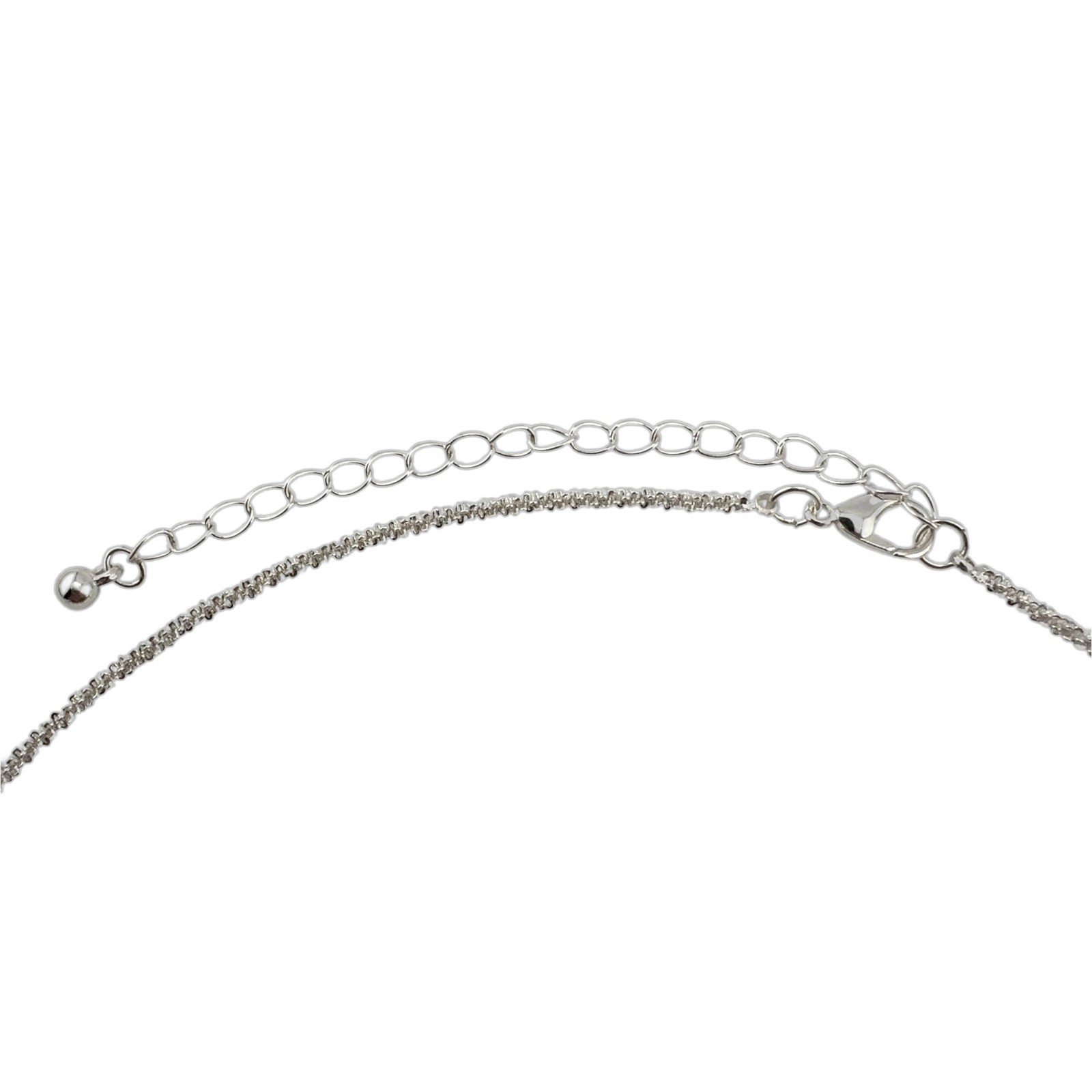 Green Crystal Gem Charm Adjustable Silver Sparkle Chain Necklace