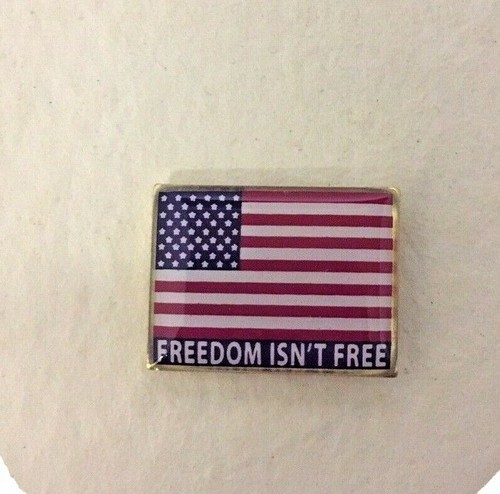 FREEDOM ISN’T FREE AMERICAN FLAG LAPEL PIN MADE IN USA Hat Tie Tack Pinback