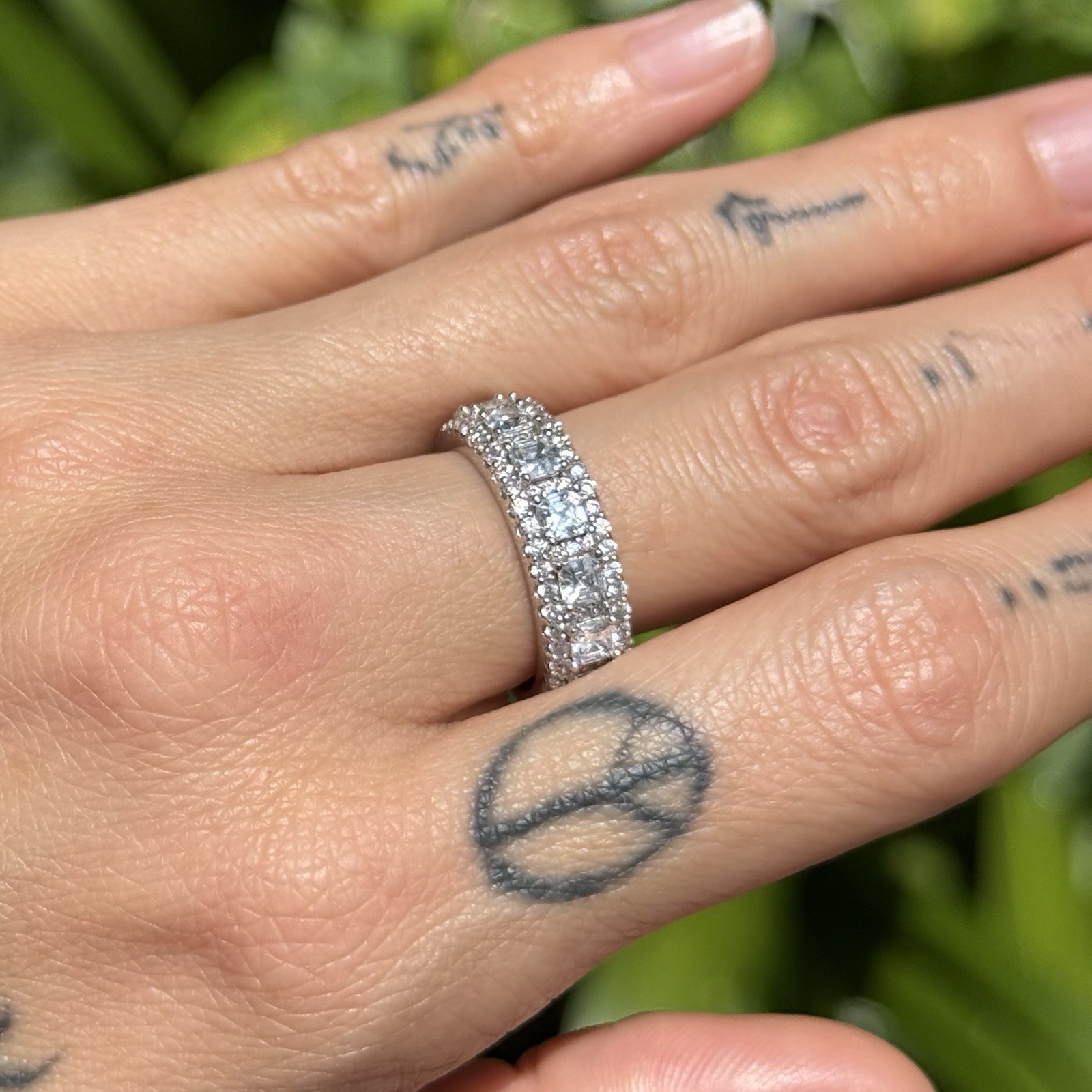 Suzy Levian Sterling Silver Cubic Zirconia White Modern Eternity Band