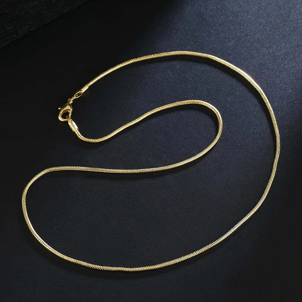 925 Sterling Silver 1MM Snake Chain 18K Gold Color Necklaces
