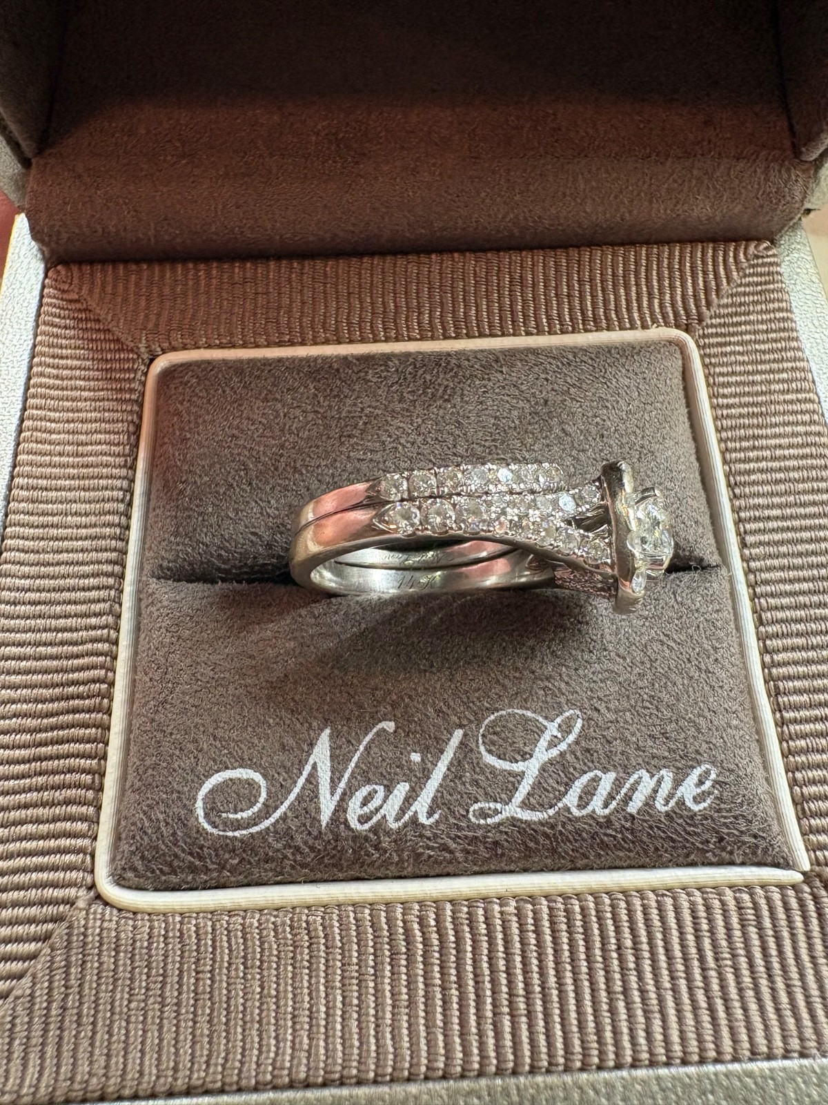 Neil Lane Engagement wedding set 2.54 CTW Cushion-cut 14K White Gold Size 7