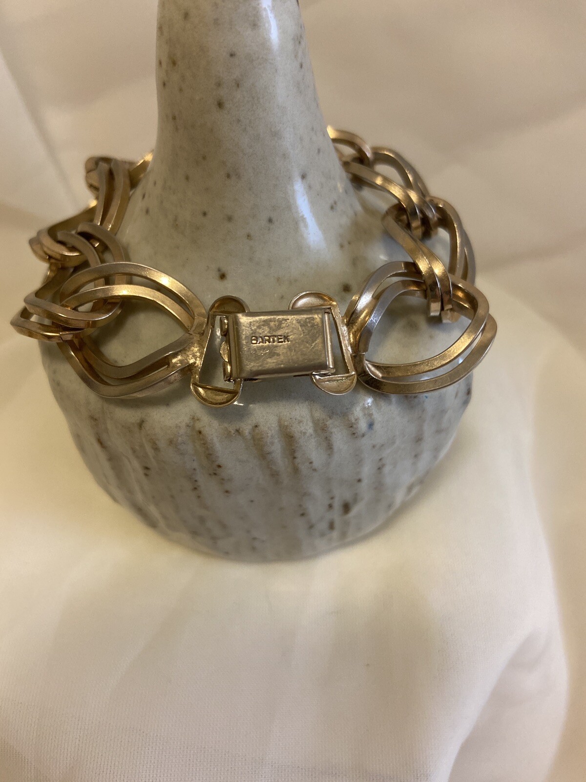 Vintage Bartek Bracelet – Large Double Curb Link Beautiful Gold Tone Bracelet!