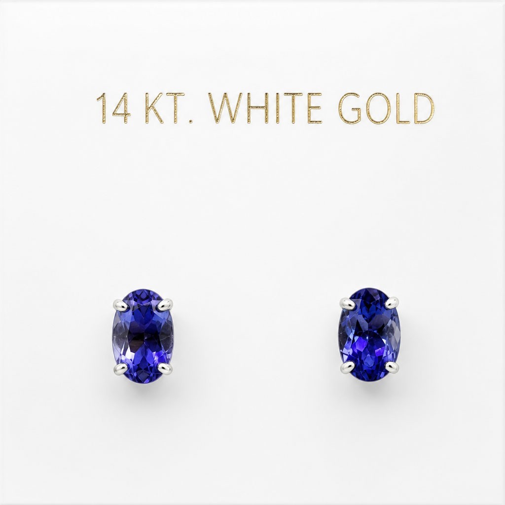 GENUINE 1.28 Cts IOLITE EARRINGS 14K WHITE GOLD – Made in USA – FREE APPRAISAL