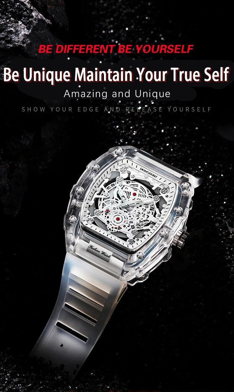 KIMSDUN Transparent Men’s Watch Quartz Wristwatch Luminous Waterproof watch