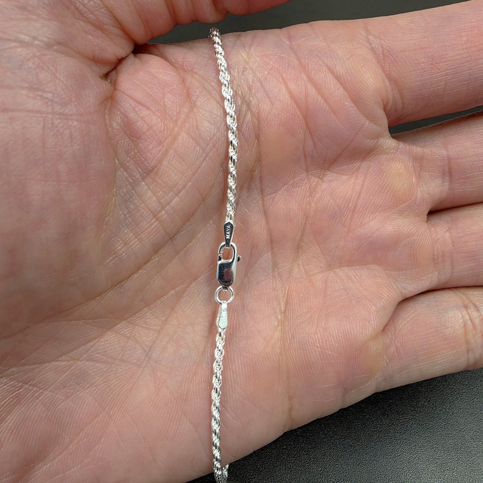 925 Sterling Silver Rope 1.8mm Chain Necklace 16″ 18″ 20″ 22″ 24″ 30″ ROPE040
