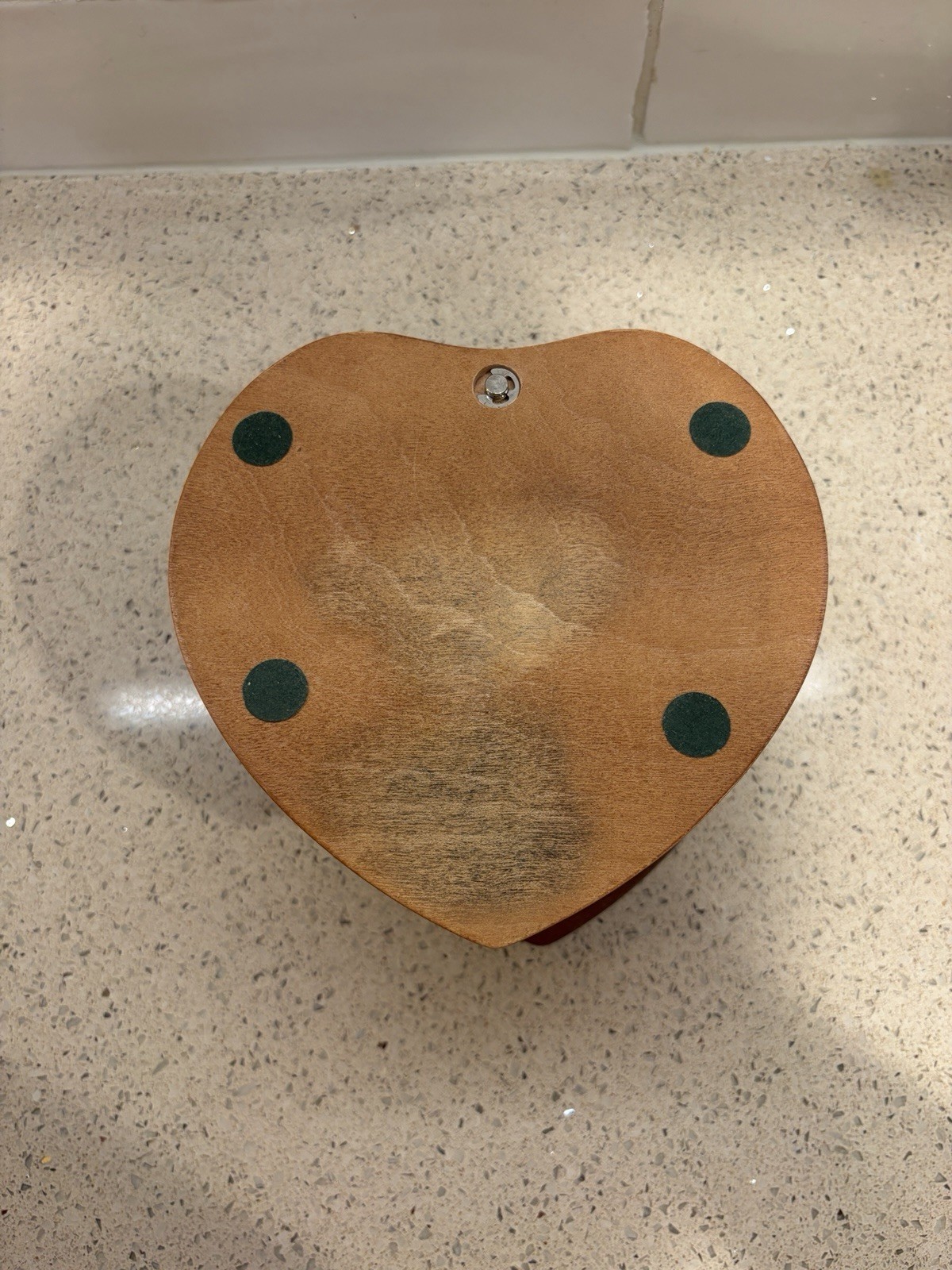 Heart Shaped Wooden Jewelry Box w/ Glass Lid, Velvet Lined Interior