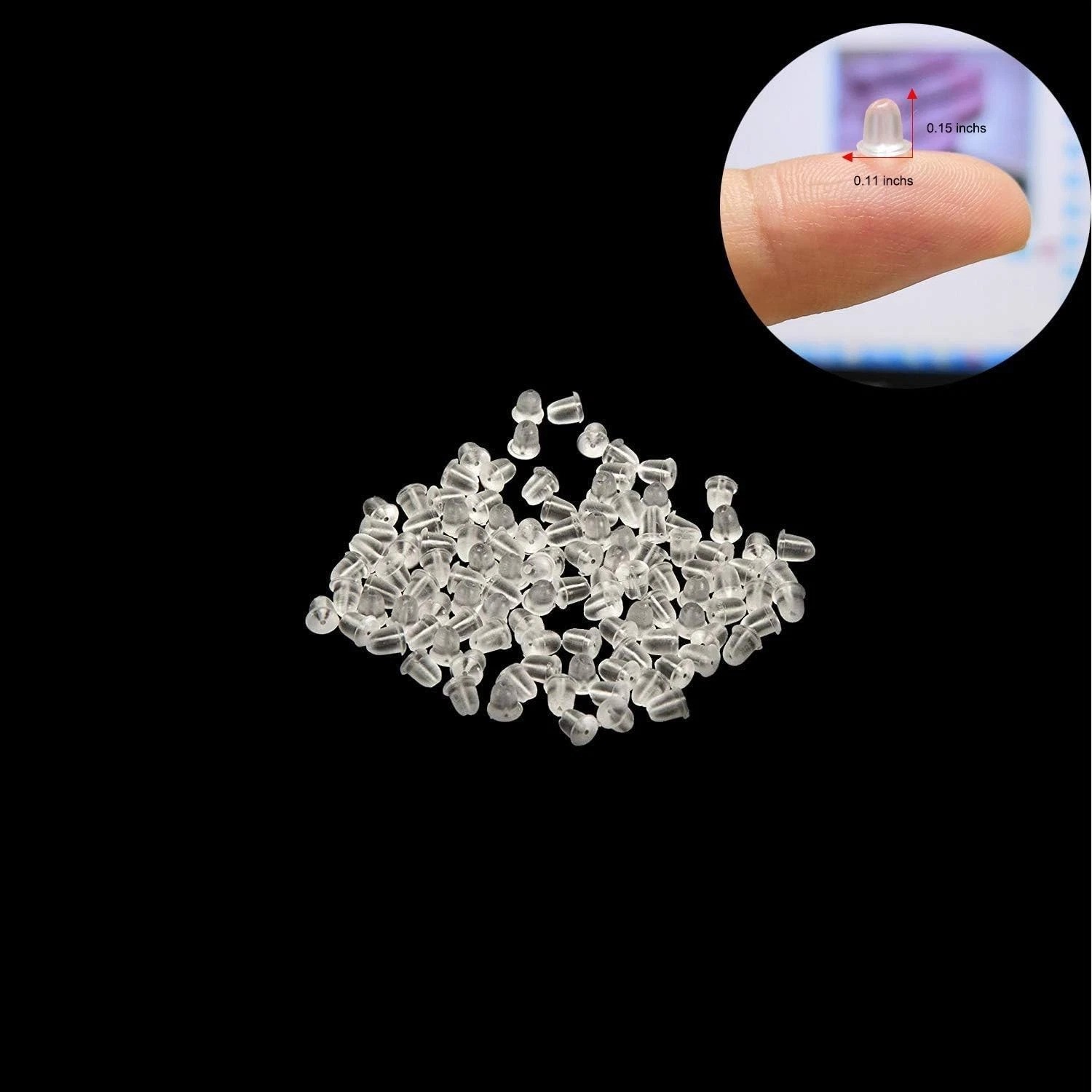 600 Pcs Durable Clear Silicone Earring Backings – Secure Fit for All Earrings