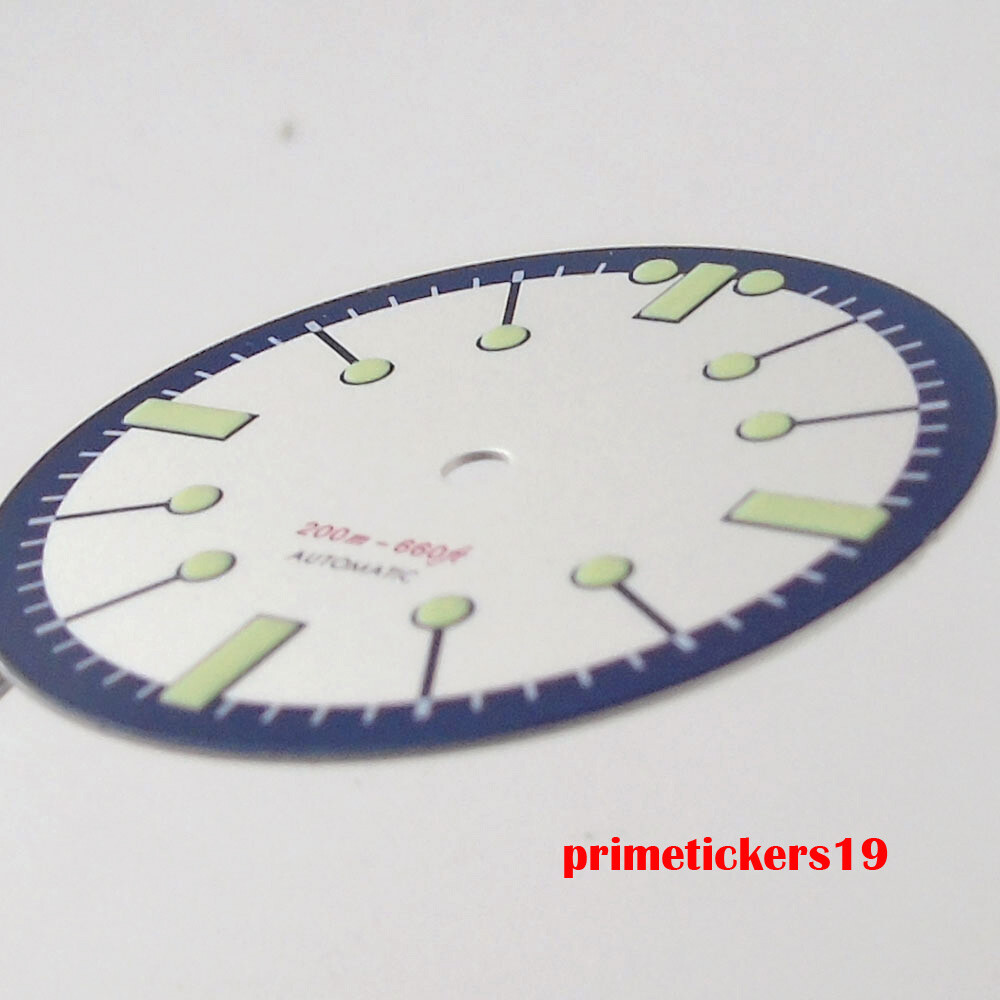 31mm Black White Watch Dial Face Hands Set Green Luminous Fit NH35 NH36 Movement