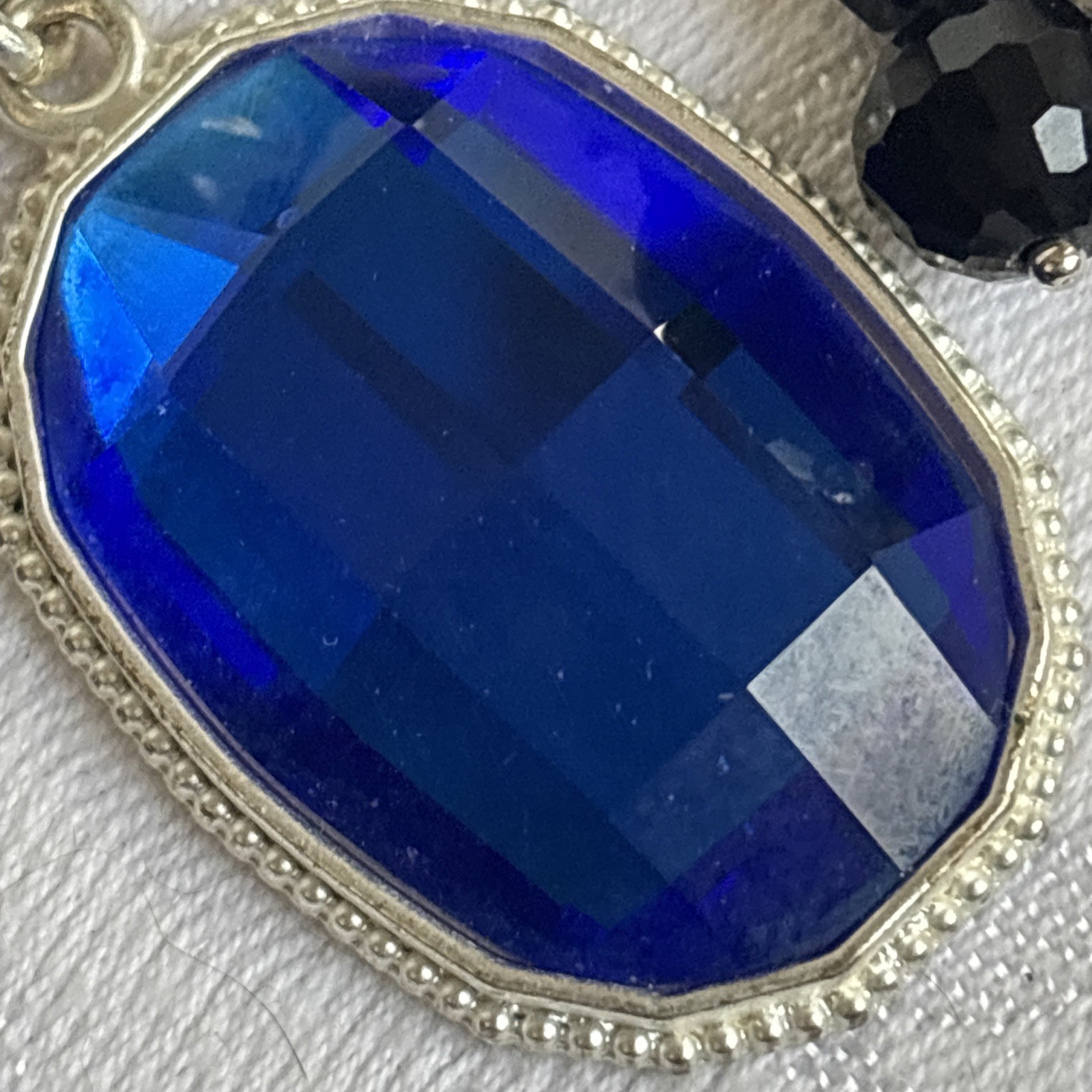 Park Lane Fascinated Necklace Satin Brushed Silver Tone Blue Black & Bns Earring