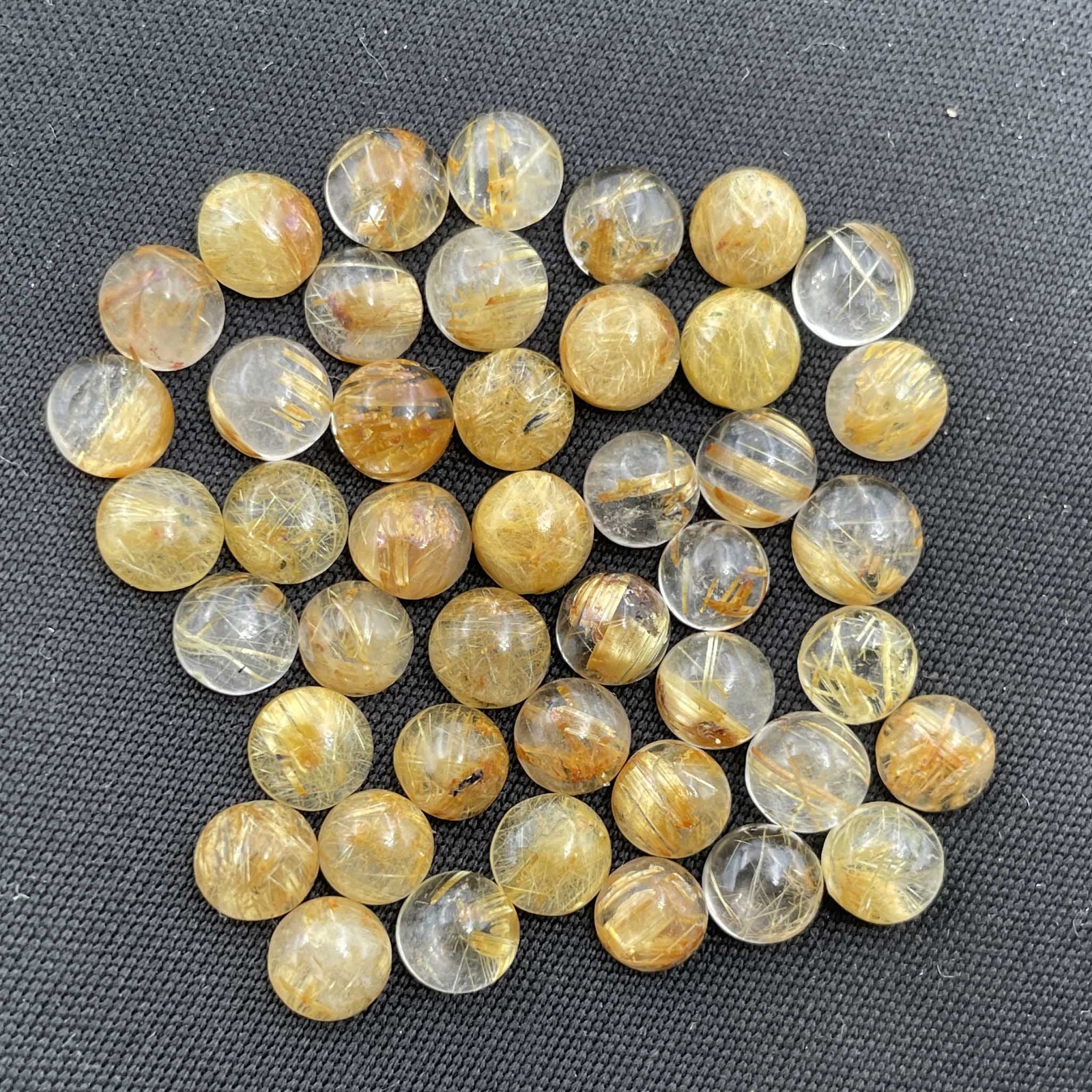 Natural Golden Rutile Quartz Round Cabochon Gemstone Lot 5 MM 127 Pcs 100 CT
