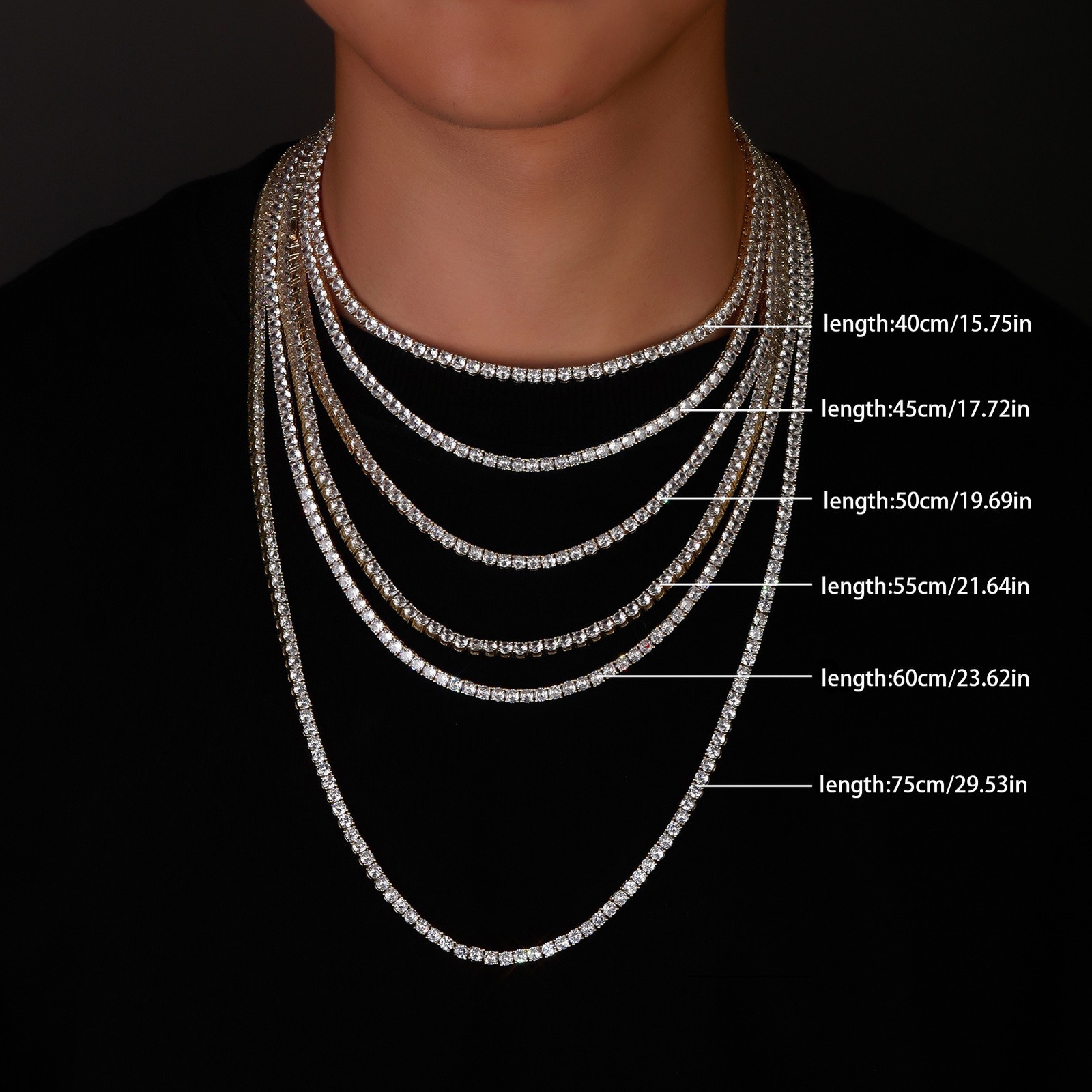 3MM MOISSANITE 925 Silver Tennis Chain Necklace – VVS D Color – Passes Tester