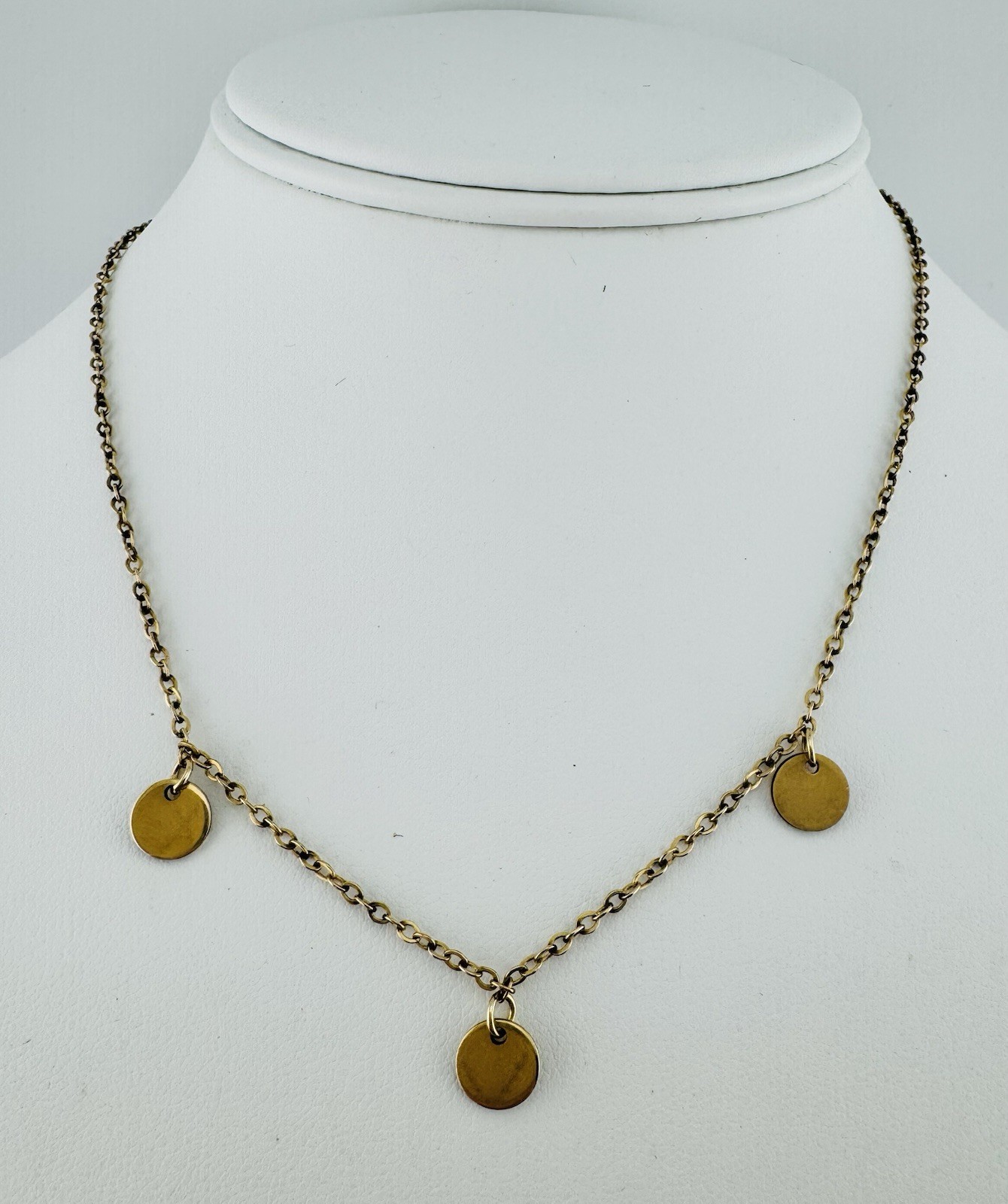 Vintage 14K Gold Filled 1/20 Disc Charm Necklace 15 Inch Minimalist