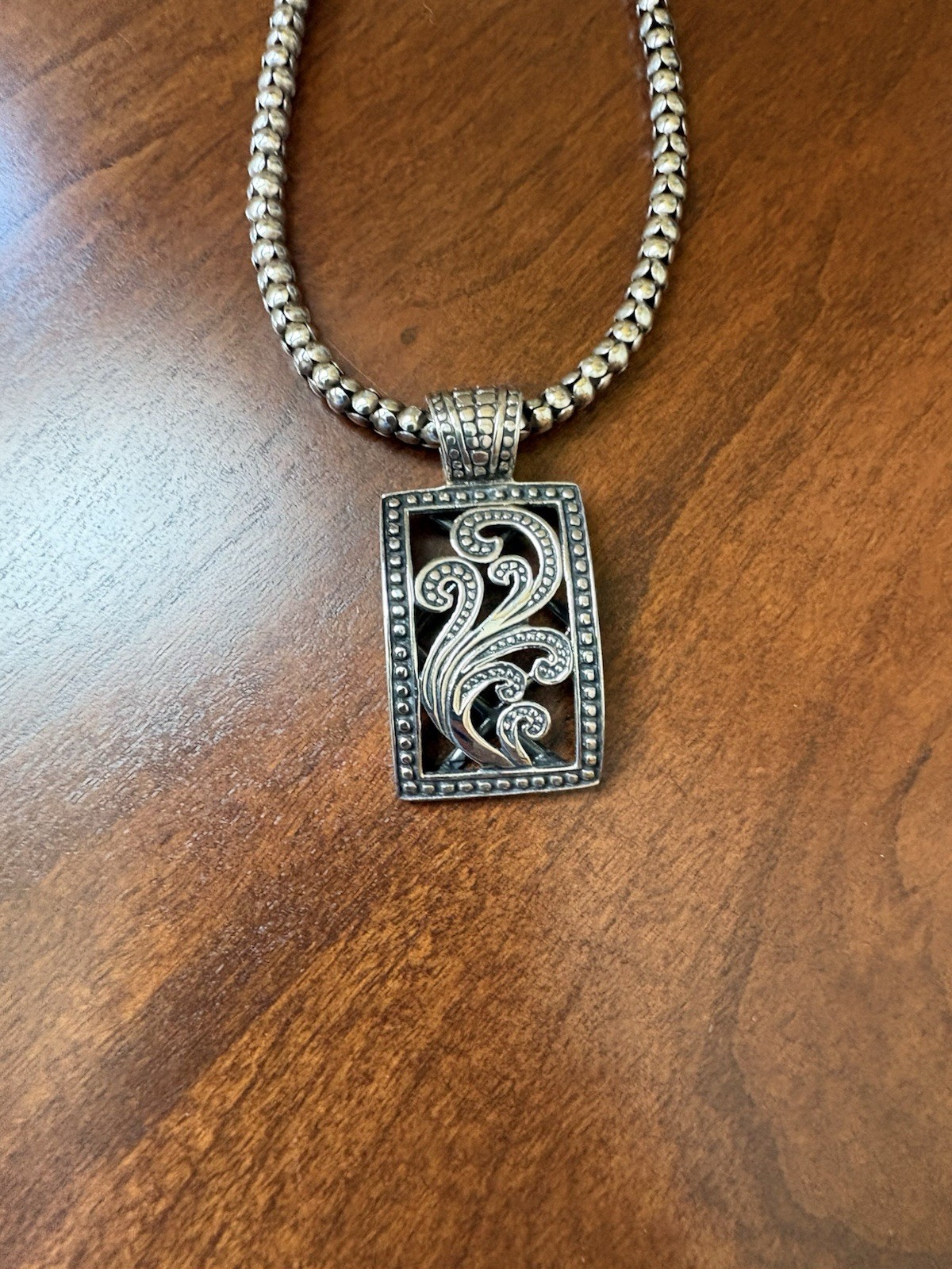Silpado Sterling Silver 925 Popcorn Chain Necklace And Paisley Pendant