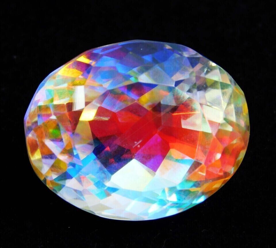 Natural Rainbow Mystic Topaz Certified Oval Cut AAA 68Ct+ Loose Gemstone