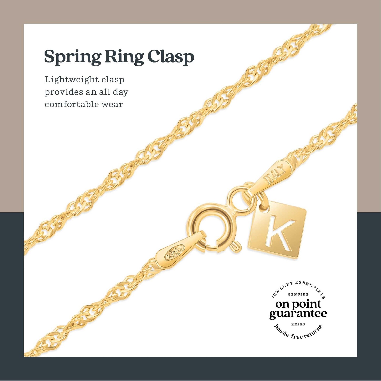 KEZEF 18k Gold Plated 925 Sterling Silver Unisex 14″-36″ Singapore Chain Neck…