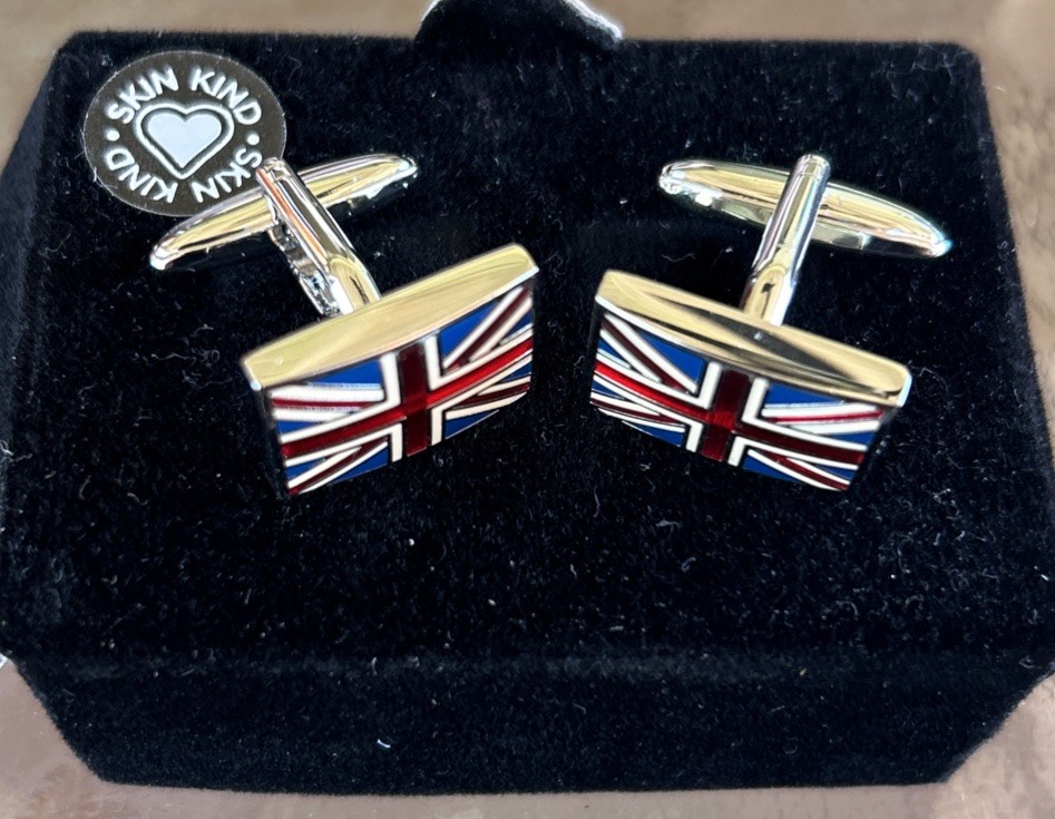 British Union Jack Flag UK United Kingdom Cuff Links Pair In Original Box