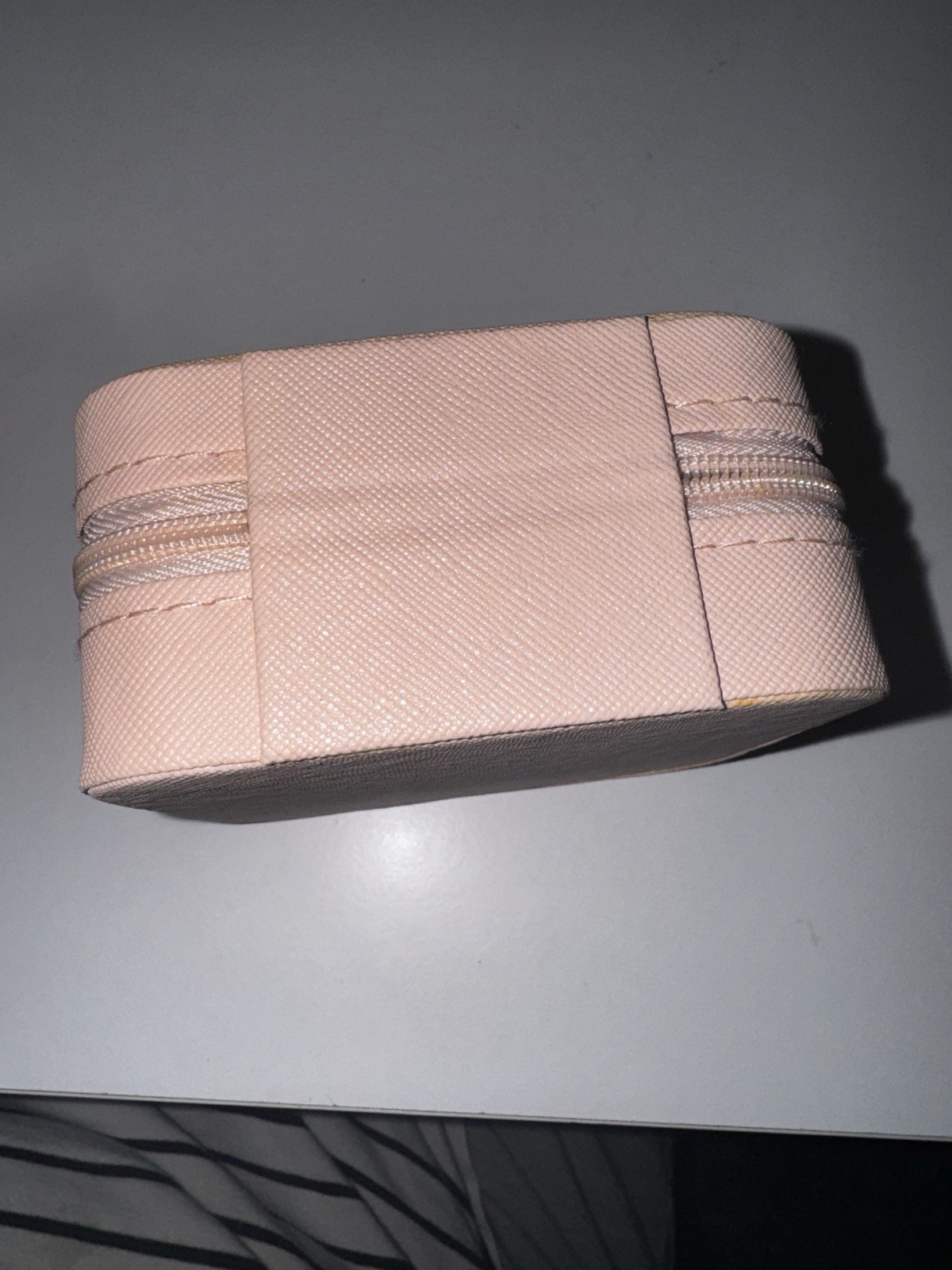 Pink Faux Leather Zip-Around Travel Jewelry Case, Velvet Lined