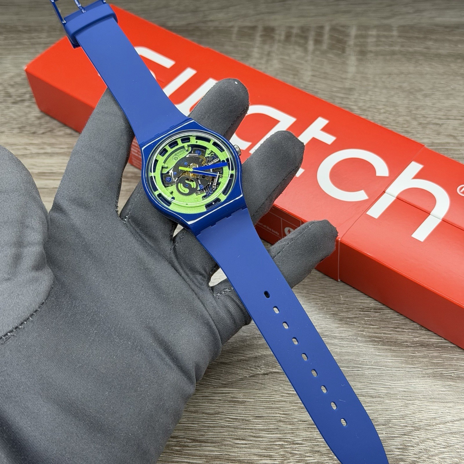 NEW✅SKELETON✅ Swatch Originals GREEN ANATOMY Blue Silicone Unisex Watch SUON147