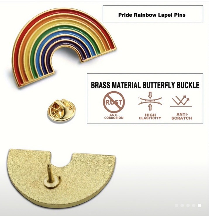 1” Enamel Rainbow Pin – Lapel, Purse, Backpack Pride Month Safety back Quality