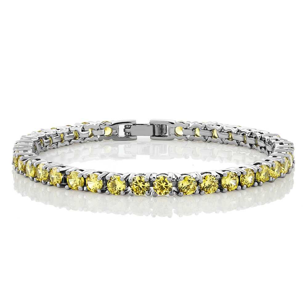 12.00 Cttw Canary Yellow Cubic Zirconias CZ Tennis Bracelet For Women | 7 Inch