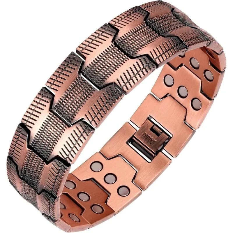 Men’s Copper Bracelet,3X Strength 99.99% Copper Magnetic Adjustable Length
