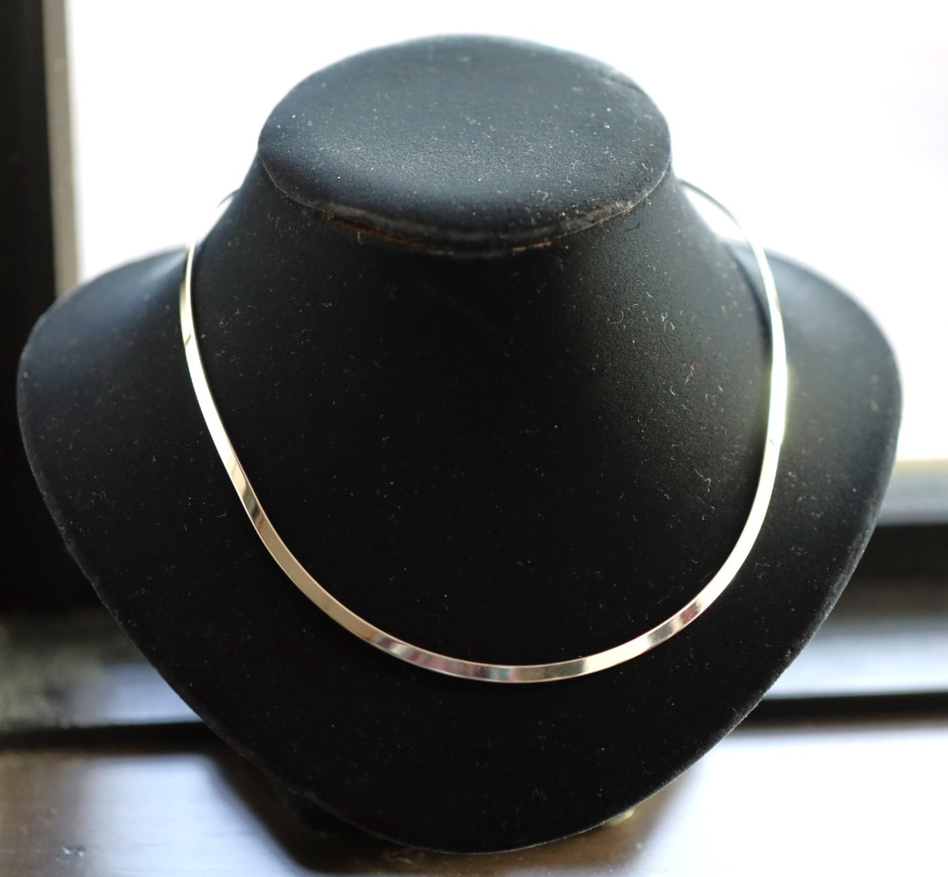 .925 Sterling Silver Plated Choker Collar Necklace Flat Fashion Jewelry